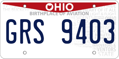 OH license plate GRS9403