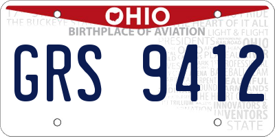 OH license plate GRS9412