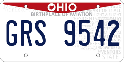 OH license plate GRS9542