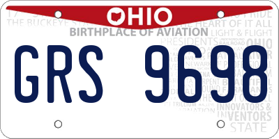 OH license plate GRS9698