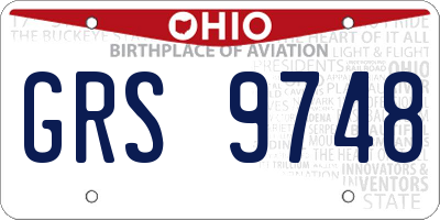 OH license plate GRS9748
