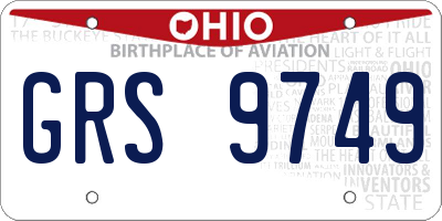 OH license plate GRS9749