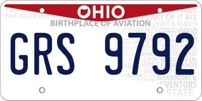 OH license plate GRS9792