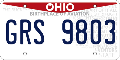 OH license plate GRS9803