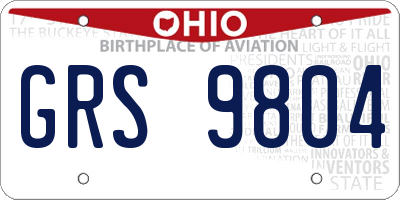 OH license plate GRS9804