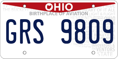 OH license plate GRS9809