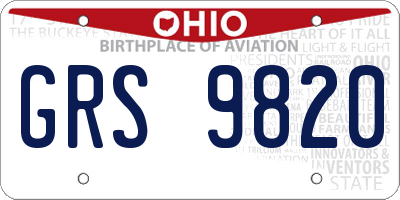 OH license plate GRS9820