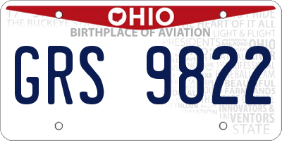 OH license plate GRS9822