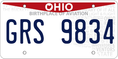 OH license plate GRS9834