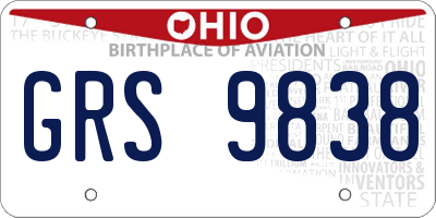 OH license plate GRS9838