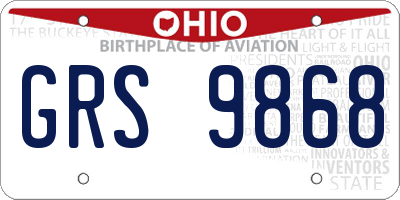 OH license plate GRS9868