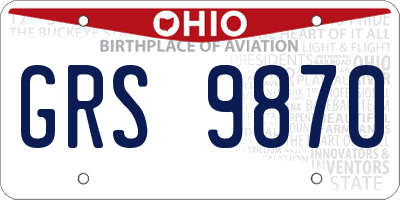 OH license plate GRS9870