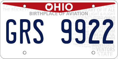 OH license plate GRS9922