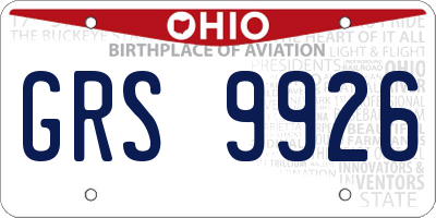 OH license plate GRS9926