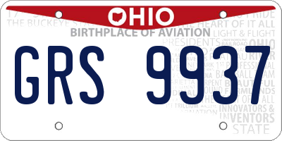 OH license plate GRS9937
