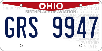 OH license plate GRS9947
