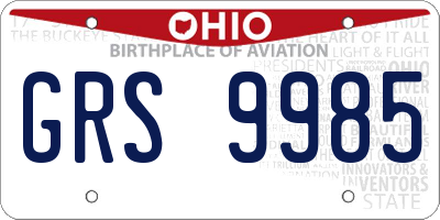 OH license plate GRS9985
