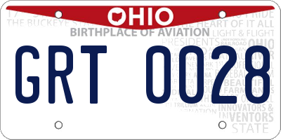 OH license plate GRT0028
