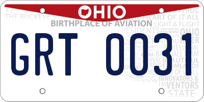 OH license plate GRT0031
