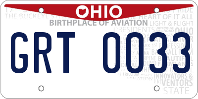 OH license plate GRT0033