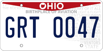 OH license plate GRT0047