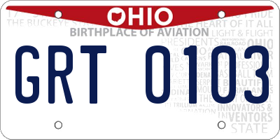 OH license plate GRT0103