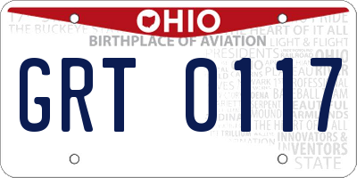 OH license plate GRT0117