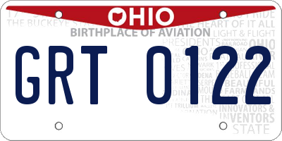 OH license plate GRT0122