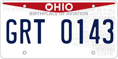 OH license plate GRT0143