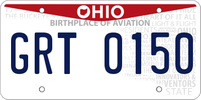 OH license plate GRT0150