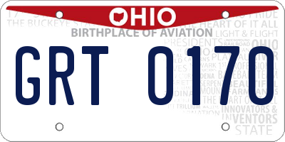 OH license plate GRT0170
