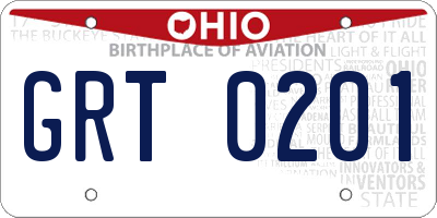OH license plate GRT0201