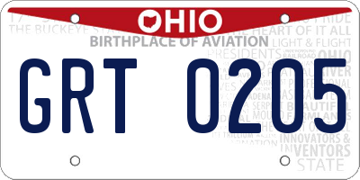 OH license plate GRT0205