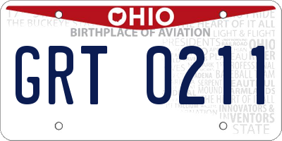 OH license plate GRT0211