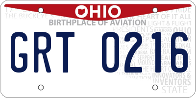 OH license plate GRT0216