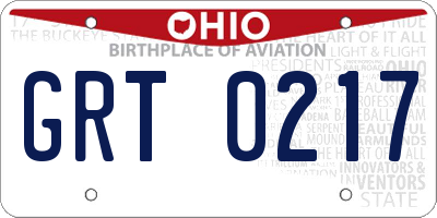 OH license plate GRT0217