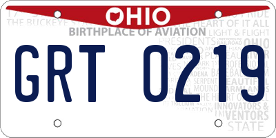 OH license plate GRT0219