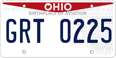 OH license plate GRT0225
