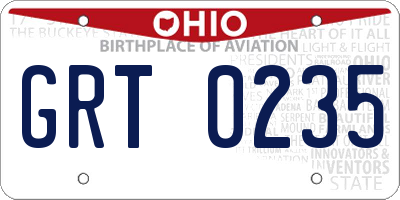 OH license plate GRT0235