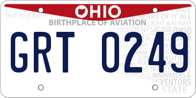 OH license plate GRT0249