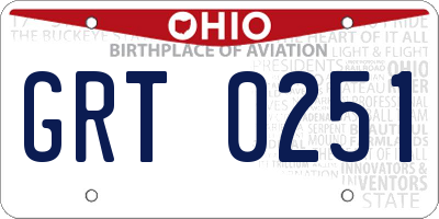 OH license plate GRT0251