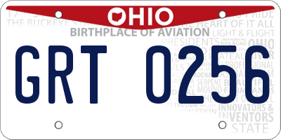 OH license plate GRT0256