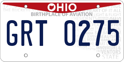 OH license plate GRT0275