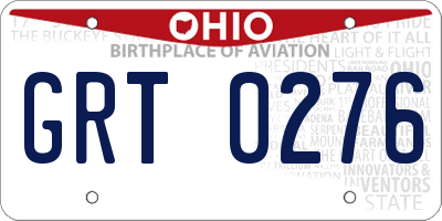 OH license plate GRT0276