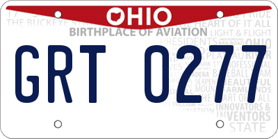 OH license plate GRT0277