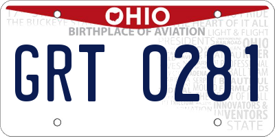 OH license plate GRT0281