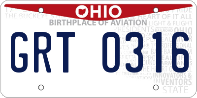 OH license plate GRT0316