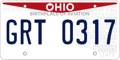 OH license plate GRT0317