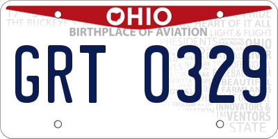 OH license plate GRT0329