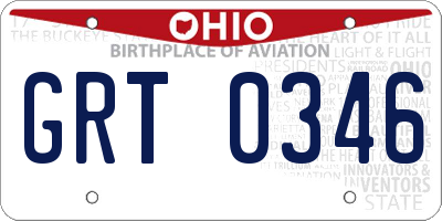OH license plate GRT0346